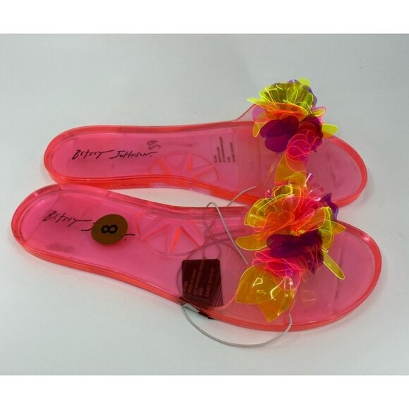 Betsy Johnson Womens Size 7 Pink Slide Sandals With Floral Detail - Picture 2 of 4